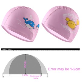 BSITSSS Pack of 2 Girls' Swimming Caps, Waterproof Spandex Swimming Cap, Girls Long Hair, Swimming Cap, Children for Baby 3-12 Comfort Fabric Swimming Cap, Bath Cap