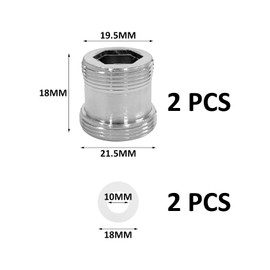 2 Pcs Faucet Adapters, Connecting Faucet Accessories with Rubber Seals, Brass Threaded Faucet Adapters, M20 to M22 Kitchen Sink Accessories.