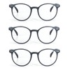 EYE ZOOM 3 Pack Retro Round Plastic Frame Reading Glasses