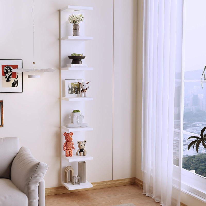 LitaEther Versatile 7 Tier Wall Shelf Unit,White Lack Wall Shelf,Display