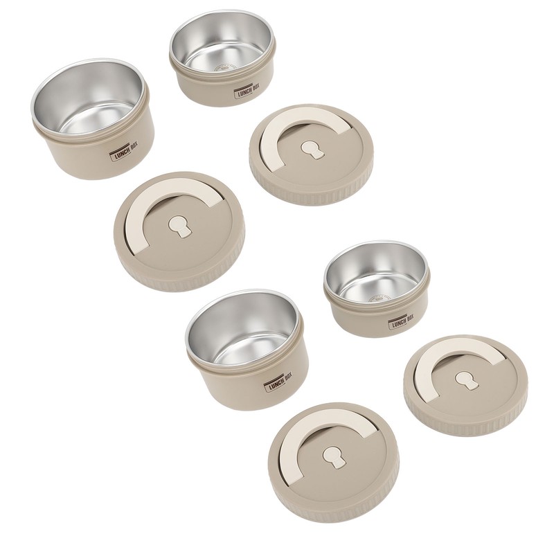 Bento Box Round Lunch Box Coffee Brown Stainless Steel Leakage