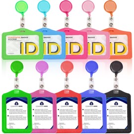 Yoirzit ID Card Holder with ID Yo-Yo Pack of 10, PU Leather ID Holder, Multicoloured ID Holder, Card Case, ID Card Holder with Clip for Students, Teachers, Nurses, Doctors