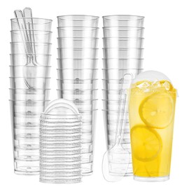 YAYODS 100 Pack 3oz Plastic Dessert Cups with Spoons & Lids, Mini Shooter Cups for Desserts, Clear Plastic Parfait Appetizer Cups, Shot Glasses for Desserts, Pudding, Event and Party