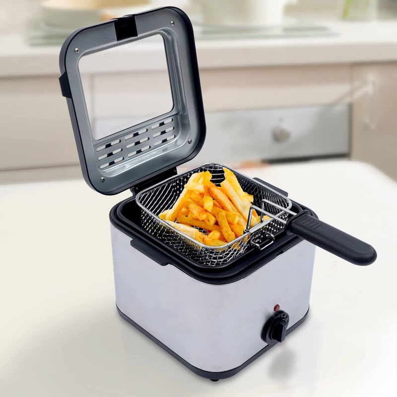 Electric Deep Fryer with Basket - 1000W, 2.5L Oil Container,