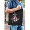 Autiga® Jute Bag Anchor Flowers Cotton Bag Shopping Bag Black