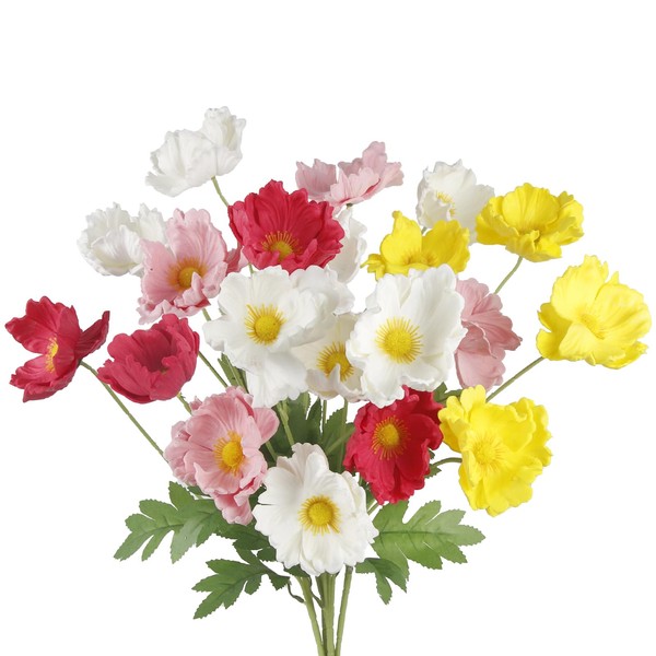 ACRYCS 5 Pcs Artificial Poppies Flowers Artificial Silk Poppy Flowers