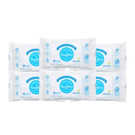 Handzies Natural Soap and Water Cleansing Towelettes- Free&Clear- 12ct Travel Pack- Bundle of 6 (72 total towelettes)