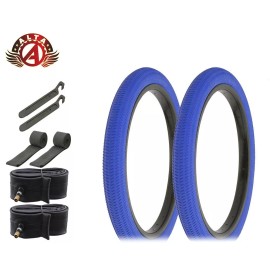 ALTA BICYCLE HIGH PERFORMANCE WIRE BEAD TIRES 18" X 1.95 BLUE BMX TREAD 8PC SET.