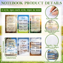 Sayglossy 24 Pcs Regalos Cristianos En Español Spanish Christian Gifts Women Teacher Back to School Faith Bible Verse Pen Notebook Regalos Cristianos Para Mujer En Español Church(Colorful,Scene)