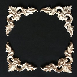 Slivercolor Wooden Ornament Cabinet, Set of 4 Wooden Ornaments, Craft Wood, Cupboard, Wall Corner Decoration, Handmade, 7 x 7 cm