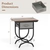 Tangkula Nightstand with Fabric Drawer, Industrial 2-Tier Bedside Table with