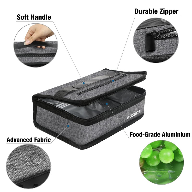 Aosbos Small Insulated Lunch Bag - Compact Lunch Box for