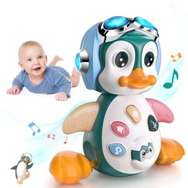 MOONTOY Baby Musical Penguin Toys Crawling Walking Moving Tummy Time Light Up Infant Toys 0-3 3-6 Month Baby Toys 6-12 12-18 Months Interactive Learning Toddler Birthday Gift for 1 Year Old Boys Girls