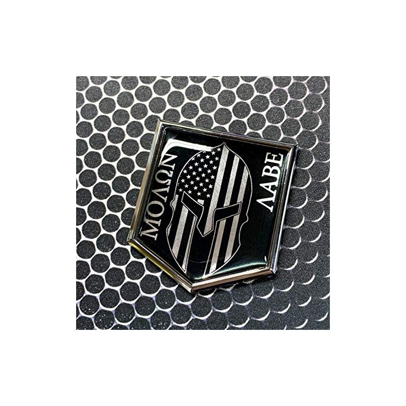 Molon Labe Domed Chrome Emblem Metallic 3D Sticker 2"x 2.25"