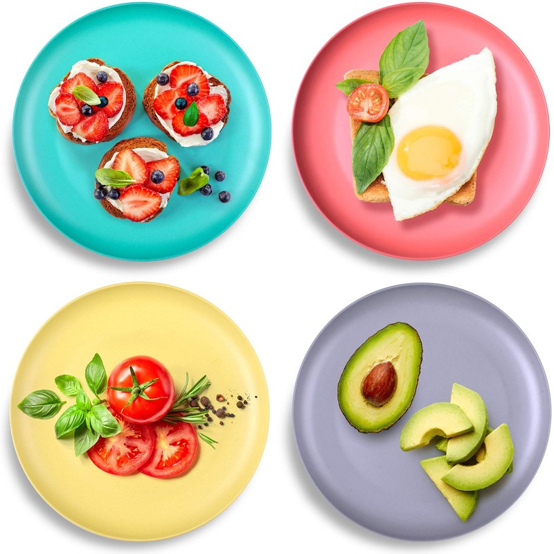 GET FRESH Bamboo Kids Plates Set 4-pack Reusable Dinner Plates