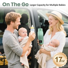 Qupite Portable Bottle Warmer for Travel,17oz Portable Milk Warmer for Baby Fast Heating,30W Fast Charge Precise Temperature Control Bottle Warmer On The Go Baby Milk Warmer for Breastmilk & Formula