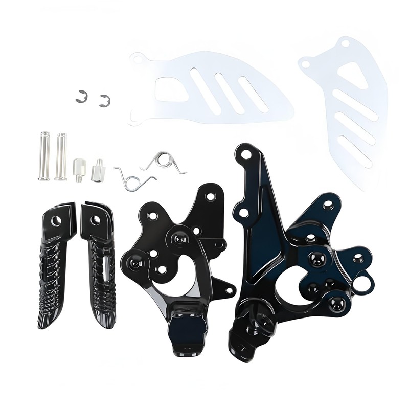 Motorcycles Black Front Rider Foot Pegs Footrest Bracket Fit For