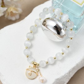 Rorovvert Opal Bracelet Gem Beaded Stone Stretch Cabochon Grown With Bracelet, 2 inch, 19 Opal, Alloy Steel, Opal