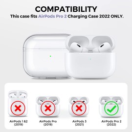 AHASTYLE Transparent Hülle für Airpods Pro 2 Schutzhülle und Haut Case für AirPods Pro 2022 [Unterstützung USB-C] [Kabelloses Laden] Kompatibel mit 2022 Airpods Pro 2 (Durchsichtig)
