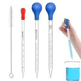 Glas Pipette Dropper 3ml 5ml 10ml Tropfpipette Flüssigkeiten Messpipette mit Gummi-pipettierball + Reinigungsbürste