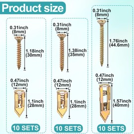 Alpinleux 60 Pcs Self-Drilling Anchors with Screws Kit, Upgraded Drywall Ancors for Heavy Duty, Metal Screw Anchors Set, Easy to Install Without Drilling or Punching Holes in Wall (3 Sizes)