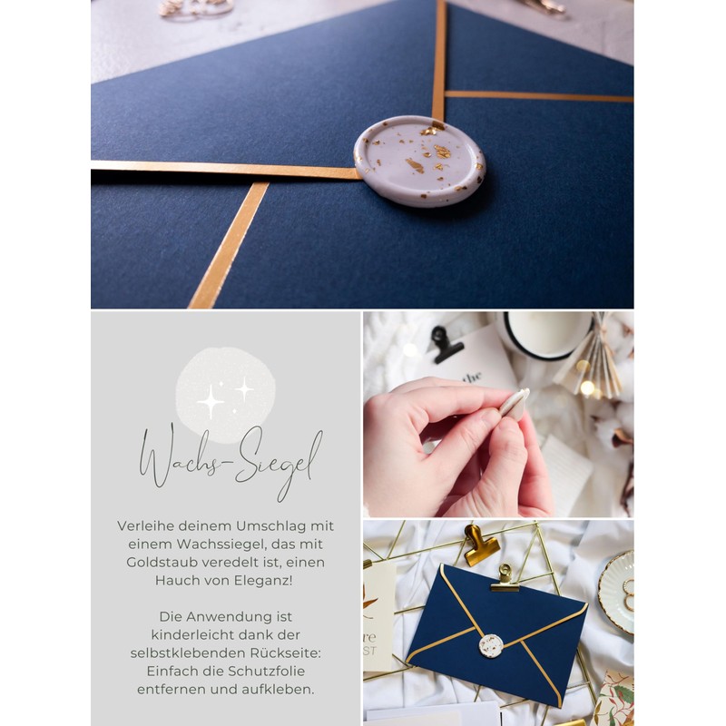 JoliCoon 5 Envelopes A6 Dark Blue with Gold Foil and