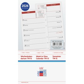 rido/idé Weekly Replacement Calendar Mod. TM 15 2026 | 87 x 153 mm