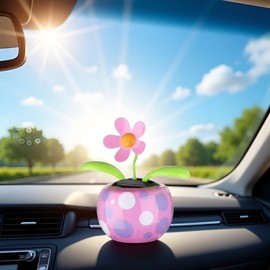Pink Solar Dancing Solar Powered Dancing Pink Flower in Colorful Shape Flip Flap Animated Bobblehead Dancer Window Sun Catcher Car Dashboard Decor Solar Power Kits, Decorations