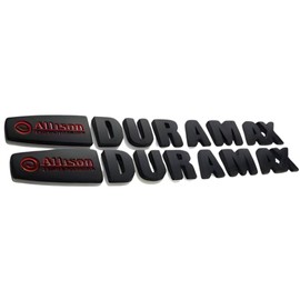 Duramax Badge Emblems 2-Piece in Black with Red for 2007-2020 Silverado, Sierra, and Canyon - Suitable for Hood - Fits 1500, 2500HD, and 3500HD Models (Black with Red)