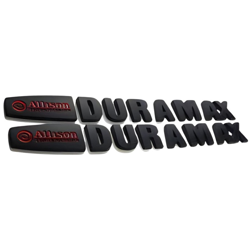 Duramax Badge Emblems 2-Piece in Black with Red for 2007-2020