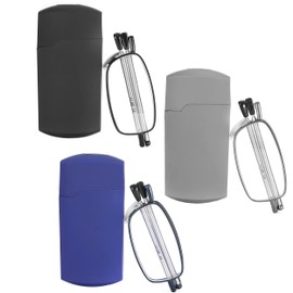 Yiwaeye Folding Reading Glasses Blue Light Blocking, Soft Nose Pad Spring Hinge Portable Thin Readers for Men Women 3 Pack Black/Gunmetal/Blue +2.25