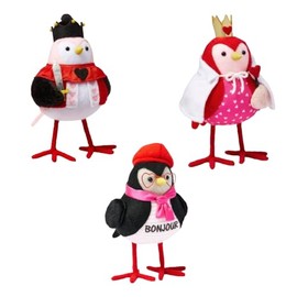 Spritz Featherly Friends - Valentines Day Decor Fabric Bird Figurine (Set of All Three (Queenie, Kingsley, and Cherie))