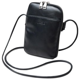 Mini Shoulder Bag Men's Leather Cowhide Leather Smartphone Pouch Smartphone Shoulder Black Black