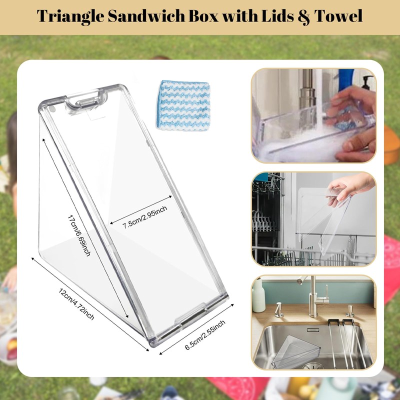 Triangle Sandwich Container,Triangle Sandwich Container Reusable,Triangle Sandwich Box with Lids