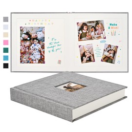 Pssoss 8 x 8 Inch DIY Scrapbook Album 40 Pages Linen Hardcover Kraft White Paper Scrap Book Photo Albums Memory Book for Baby Wedding Family Anniversary Photo Album (Grey, 40 pages)