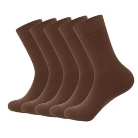 SERISIMPLE Viscose Bamboo Dress Men Sock Thin Soft Crew Anti Odor Lightweight Sock Breathable Comfort Cool soft Sock 5 Pairs (US, Alpha, X-Large, Regular, Regular, Brown)
