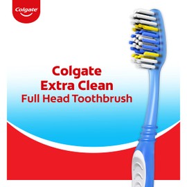Colgate Extra Clean Toothbrush, Soft Toothbrush for Adults, 6 Count (Pack of 1), Packaging May Vary