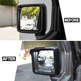 2 protectores de espejo retrovisor, marco de lluvia, protector de cejas, protector de espejo lateral retrovisor, embellecedor compatible con Jeep Wrangler JL Gladiator JT 2018-2025, accesorios