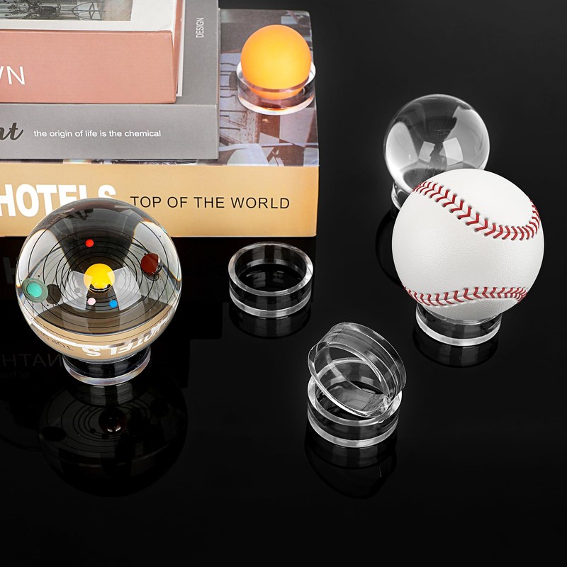 BTSKY 12Pcs 45mm Transparent Sphere Round Stands Baseball Holders -