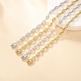 FANCIME 925 Sterling Silver Barred Square Link Chain Necklace for Women Men Dainty Fine Jewelry, Tarnish-Resistant Gift for Her & Him 3.5 mm Width, 18 Inch