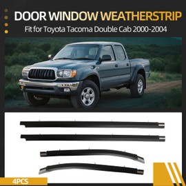 4PCS Outside Door Window Weatherstrip Seal Kit Fit for Toyota Tacoma Double Cab 2000-2004, Outer Weatherstrip Trim Molding Front & Rear OE# 68210-04020, 68160-04020, 68230-04010, 68180-04010