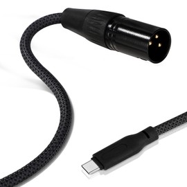 BTFO USB C to XLR Cable, 6.6ft USB Type C to XLR Male Output Stereo Cable Braided Nylon Converter Adapter for Speakers, Mixers Console, Amplifiers and More (Blue Gray, Black)