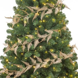 KI Store Pack of 3 Leaves Christmas Tree Garland Champagne Artificial with Glitter 183 cm Christmas Garland Christmas Tree Decoration Christmas Tree Garland for Christmas Decoration