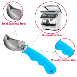Cisixin Ice Cream Scoop, Ice Cream Spoon with Non-Slip Rubber Handle (Blue)