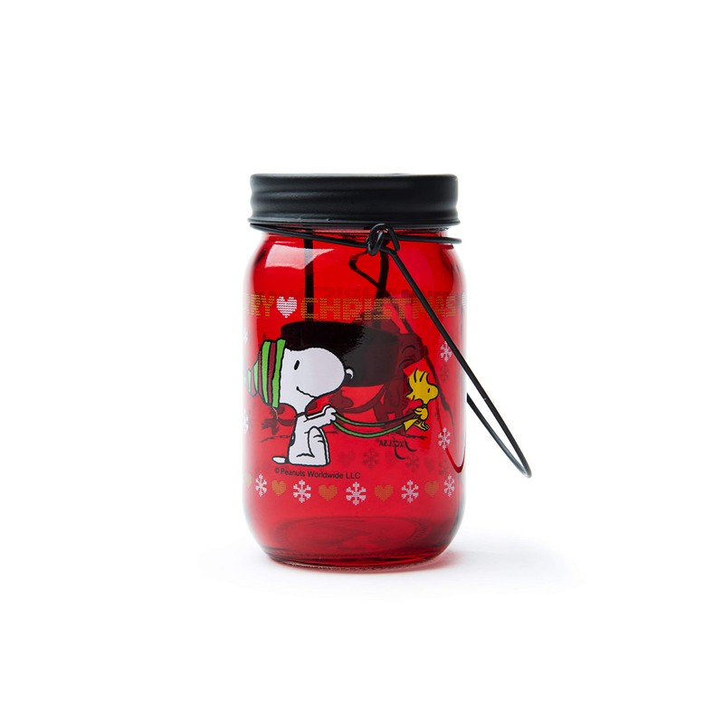 Excelsa Peanuts Christmas Lantern Tealight, Red with Decoration, Size: 7.5