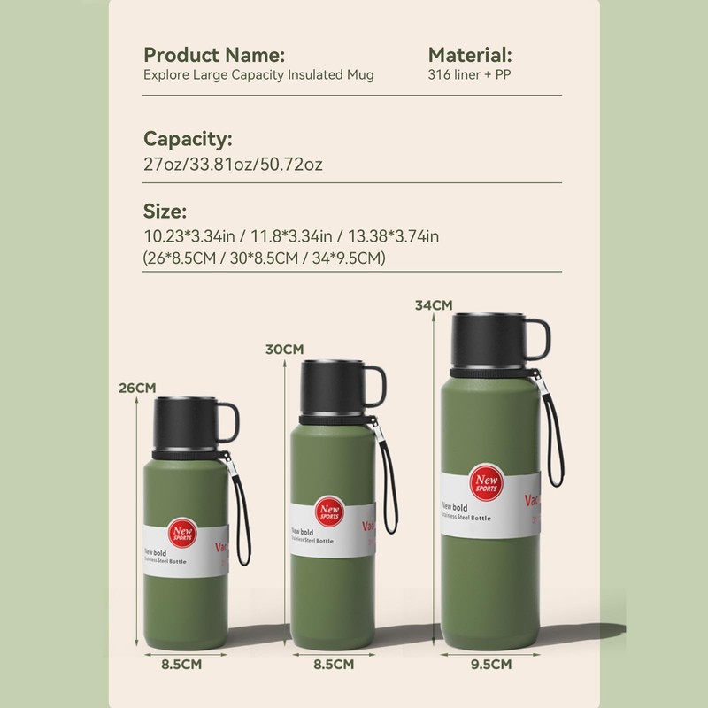 XUDREZ Stainless Steel Thermos Flask with Layer Filter, Thermos Flask