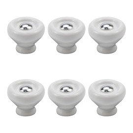 Tsnamay 6Pcs White Ceramic Knob Kitchen Door Cabinets Cupboard Single Hole Pull Handles with Screws,1.5"/38mm Dia. White+ Silver Point
