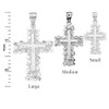 Solid 925 Sterling Silver Nugget Cross Crucifix Religious Pendant (Medium)