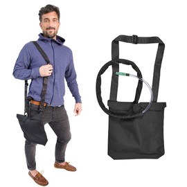 Soporte para bolsa de drenaje de orina con cubierta de tubo de catéter y correa ajustable, color negro