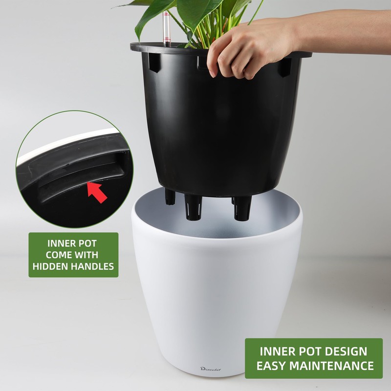 Dexceder 15x14 Self Watering Planter with Wheels Indoor Outdoor, Inner